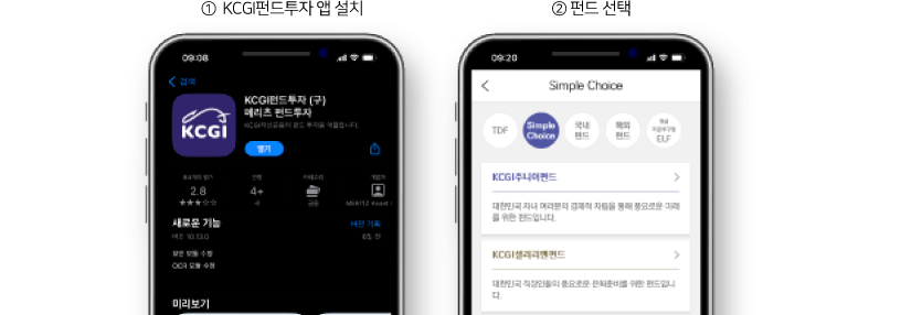 KCGI 펀드 투자 앱설치 > 펀드 선택
